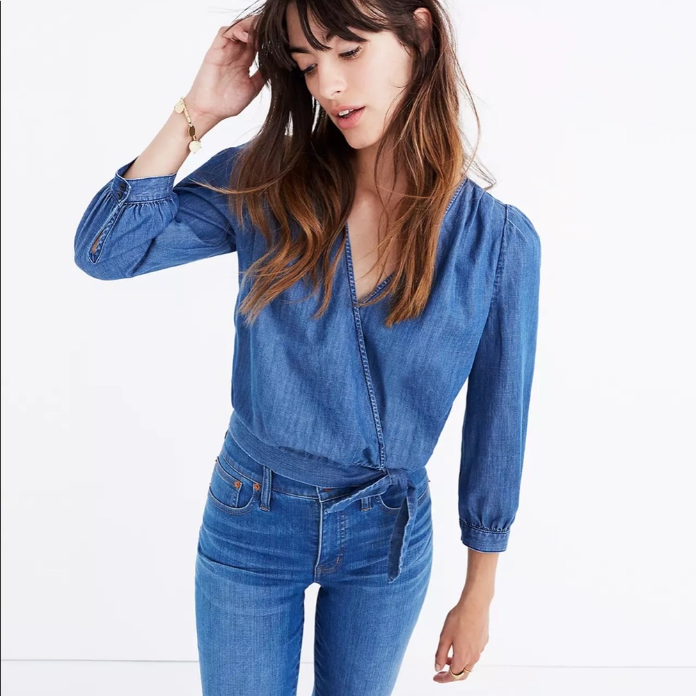 Madewell Denim Wrap Top